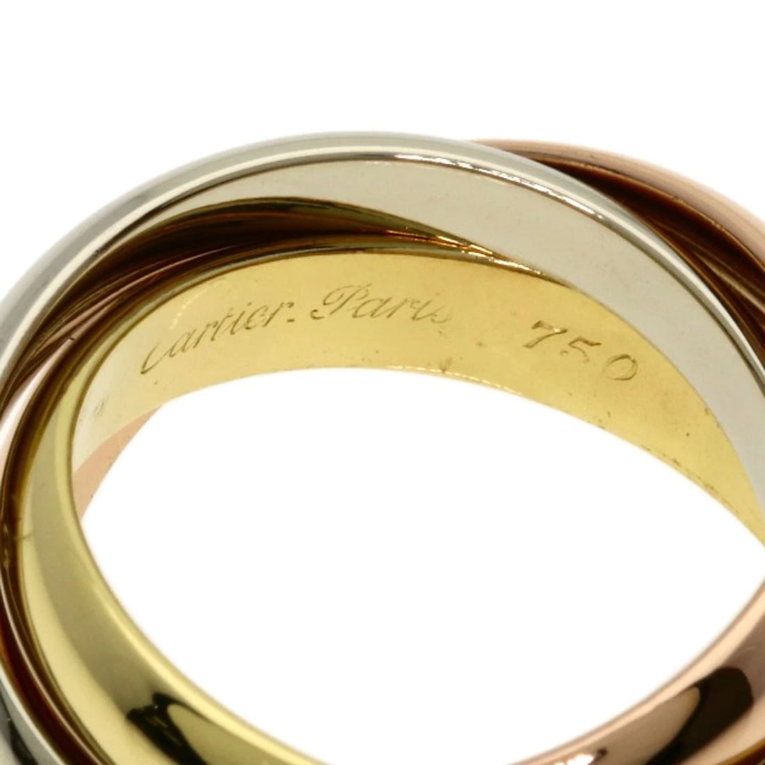 CARTIER TRINITY RING K18 YELLOW GOLD K18 WHITE GOLD: CARTIER Trinity Ring K18 Yellow Gold K18 White Gold Brand: CARTIER Type: Ring Material: K18 Yellow Gold/K18 White Gold/18K Pink Gold, Color: Exterior Color Gold Size: 4.5 (US) Accessories: None