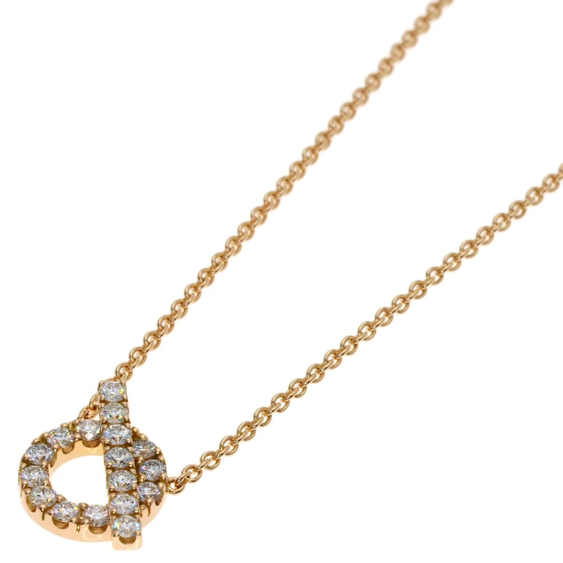 HERMES FINESSE DIAMOND NECKLACE: HERMES Finesse Diamond Necklace Brand: HERMES Type: Necklace Material: K18 Pink Gold, Color: Exterior Color Gold Size: Chain Length:16.1inch/41cm Chain Width:0.5inch/1.2mm Top Size:0.5inch/12x12.3x3.2