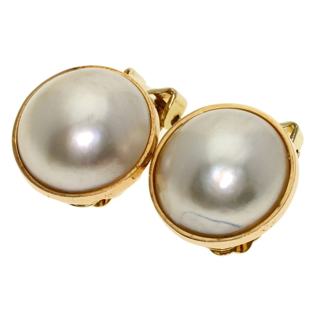 MIKIMOTO MABE PEARL PEARL EARRING: MIKIMOTO Mabe Pearl Pearl Earring Brand: MIKIMOTO Type: Earring Material: K14 Yellow Gold, Color: Exterior Color Gold Size: Stone Size:0.6inch/14mm Top Size:0.6inch/15.8x15.8mm Accessories: None