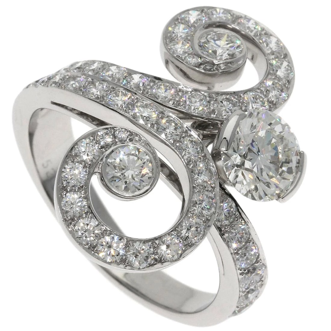 CARTIER APSARA DIAMOND RING K18 WHITE GOLD: CARTIER Apsara Diamond Ring K18 White Gold Brand: CARTIER Type: Ring Material: K18 White Gold, Main Stone/Creation Natural Color: Exterior Color Silver Size: 8.25 (US) Accessories: None Ac