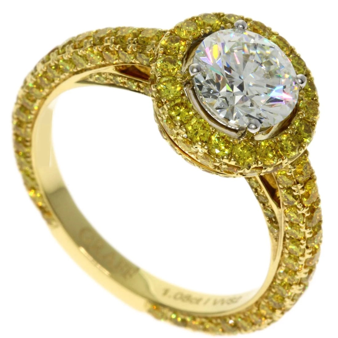 GRAFF CONSTELLATION YELLOW DIAMOND RING: GRAFF Constellation Yellow Diamond Ring Brand: GRAFF Type: Ring Material: K18 Yellow Gold, Main Stone/Creation Natural Color: Exterior Color Gold Size: 5.75 (US) Accessories: None Accessor