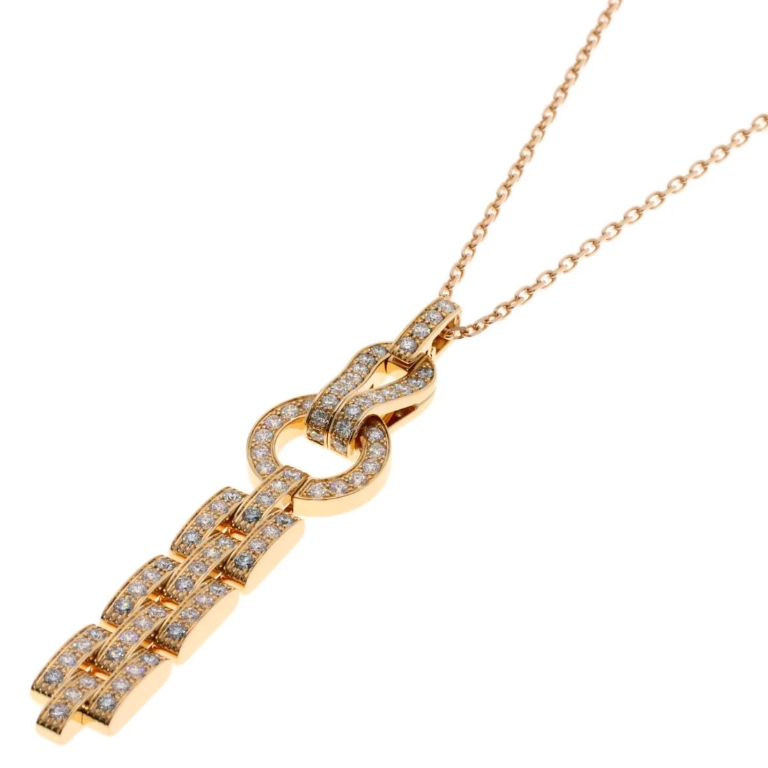 CARTIER AGRAPH DIAMOND NECKLACE: CARTIER Agraph Diamond Necklace Brand: CARTIER Type: Necklace Material: K18 Pink Gold, Main Stone/Creation Natural Color: Exterior Color Gold Size: Chain Length:15.7inch/40cm Chain