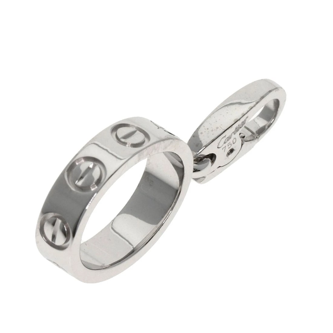 CARTIER LOVE CHARM PENDANT TOP K18 WHITE GOLD: CARTIER Love charm Pendant top K18 White Gold Brand: CARTIER Type: Pendant top Material: K18 White Gold, Color: Exterior Color Silver Size: Top Size:0.5inch/13.6x3.3mm Length:1.0inch/2.5cm Accesso