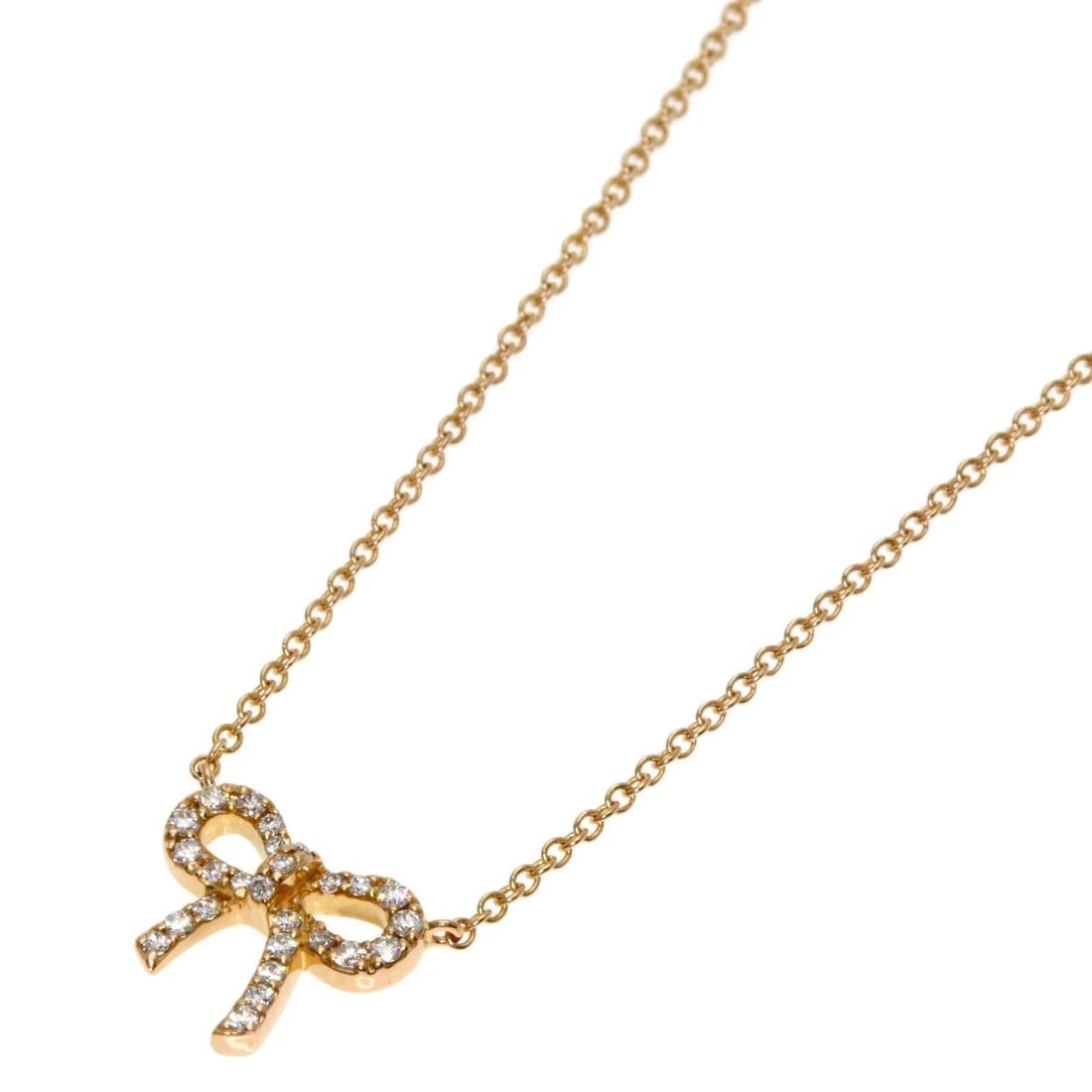 TIFFANY&CO. METRO BOW DIAMOND NECKLACE: TIFFANY&Co. Metro Bow Diamond Necklace Brand: TIFFANY&Co. Type: Necklace Material: K18 Pink Gold, Main Stone/Creation Natural Color: Exterior Color Gold Size: Chain Length:16.1inch/41cm Chain