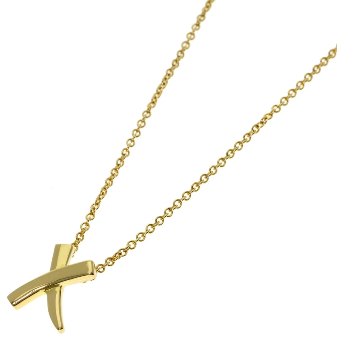 TIFFANY&CO. KISS NECKLACE K18 YELLOW GOLD: TIFFANY&Co. kiss Necklace K18 Yellow Gold Brand: TIFFANY&Co. Type: Necklace Material: K18 Yellow Gold, Color: Exterior Color Gold Size: Chain Length:15.9inch/40.5cm Chain Width:0.4inch/1mm Top