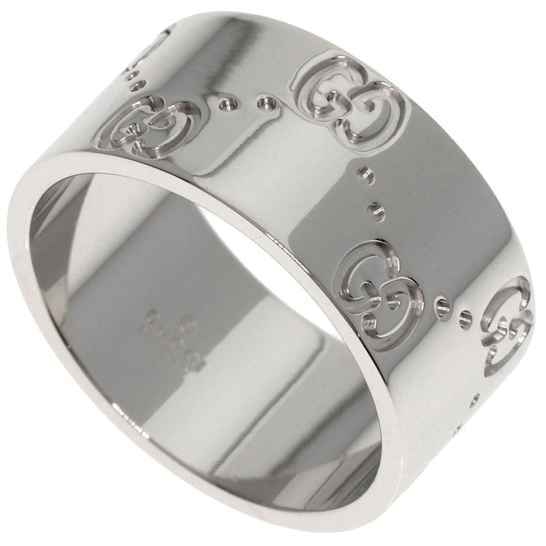 GUCCI GG ICON WIDE RING K18 WHITE GOLD: GUCCI GG Icon Wide Ring K18 White Gold Brand: GUCCI Type: Ring Material: K18 White Gold, Color: Exterior Color Silver Size: 6.5 (US) Accessories: None Accessories Notice: When purchasing pre-owned