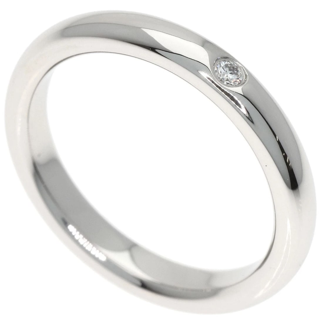 TIFFANY&CO. STACKING BAND 1P DIAMOND RING: TIFFANY&Co. Stacking band 1P Diamond Ring Brand: TIFFANY&Co. Type: Ring Material: Platinum PT950, Main Stone/Creation Natural Color: Exterior Color Silver Size: 4.5 (US) Accessories: None Accessories