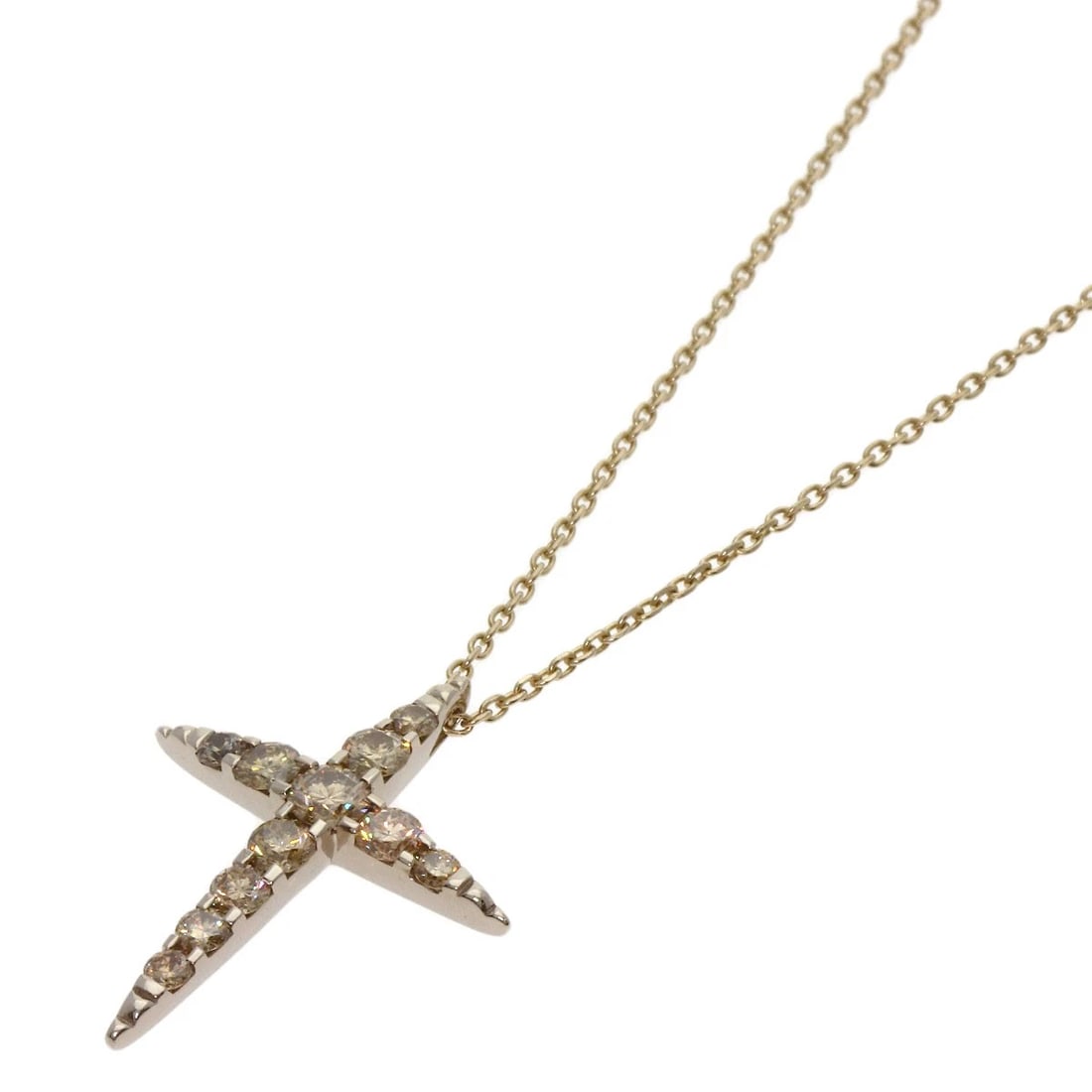 KASHIKEY NAKED CROSS BROWN DIAMOND NECKLACE K18BG: Kashikey Naked Cross Brown Diamond Necklace K18BG Brand: Kashikey Type: Necklace Material: K18BG, Main Stone/Creation Natural Color: Exterior Color Brown Size: Chain Length:17.7inch/45cm Chain Width:0
