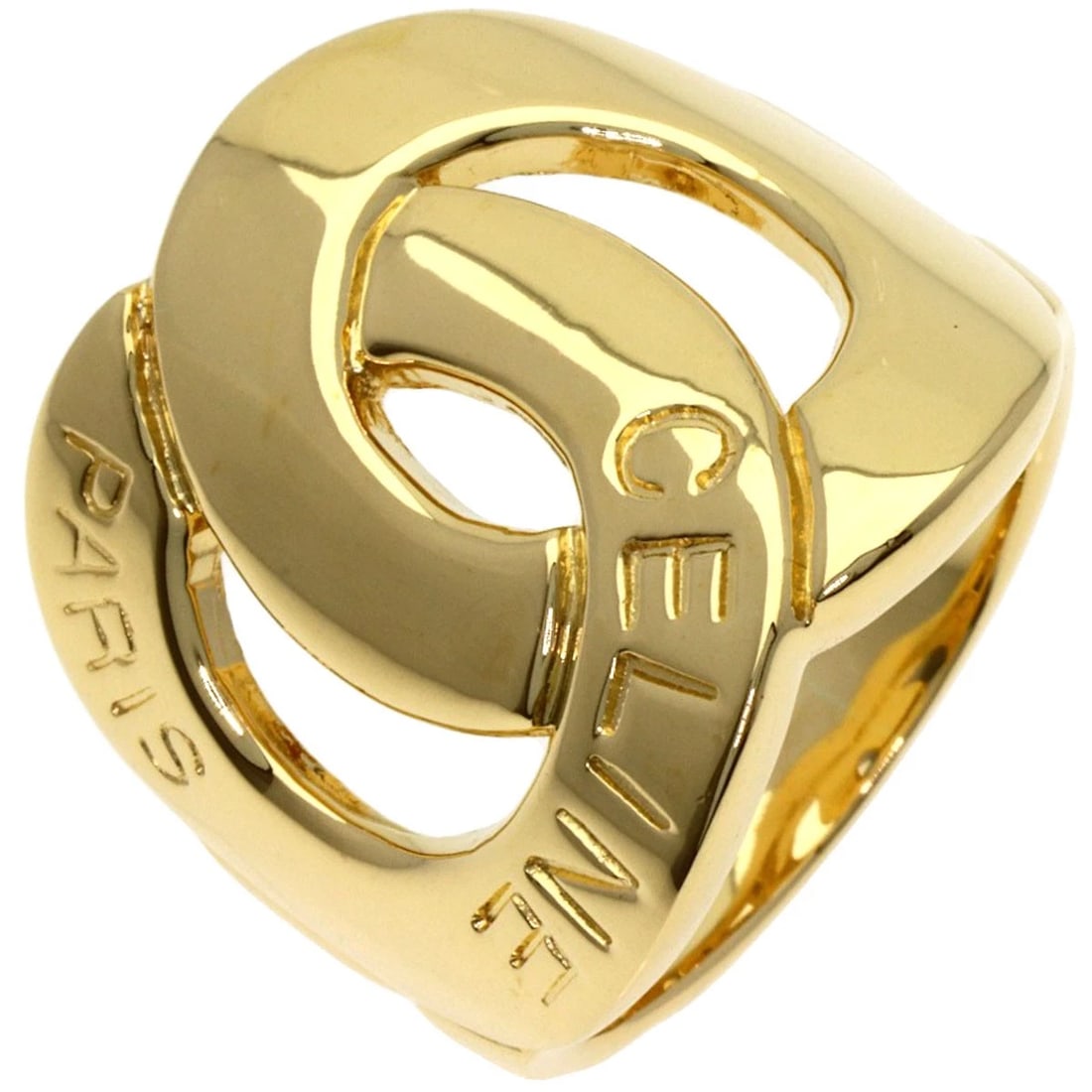 CELINE LOGO DOUBLE CIRCLE DIAMOND RING - 2