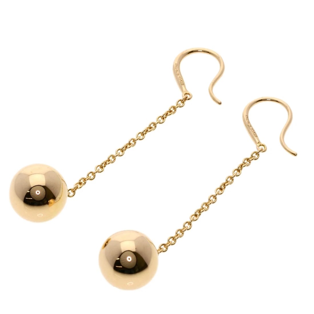 TIFFANY&CO. HARDWARE BALL DROP HOOK EARRING: TIFFANY&Co. Hardware Ball Drop Hook earring Brand: TIFFANY&Co. Type: earring Material: K18 Pink Gold, Color: Exterior Color Gold Size: Top Size:0.4inch/10x10mm Length:2.1inch/5.3cm Accessories: No