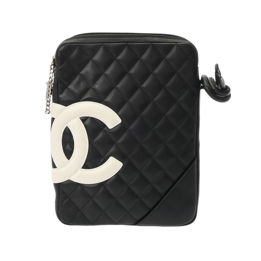 CHANEL COCO MARK CAMBON BLACK WHITE SHOULDER BAG: CHANEL COCO Mark Cambon Black White Shoulder Bag Brand: CHANEL Type: Shoulder Bag Material: Calfskin Color: Black White Size: H:about 9.8inch W:about 7.5inch D:about 1.2inch Accessories: None