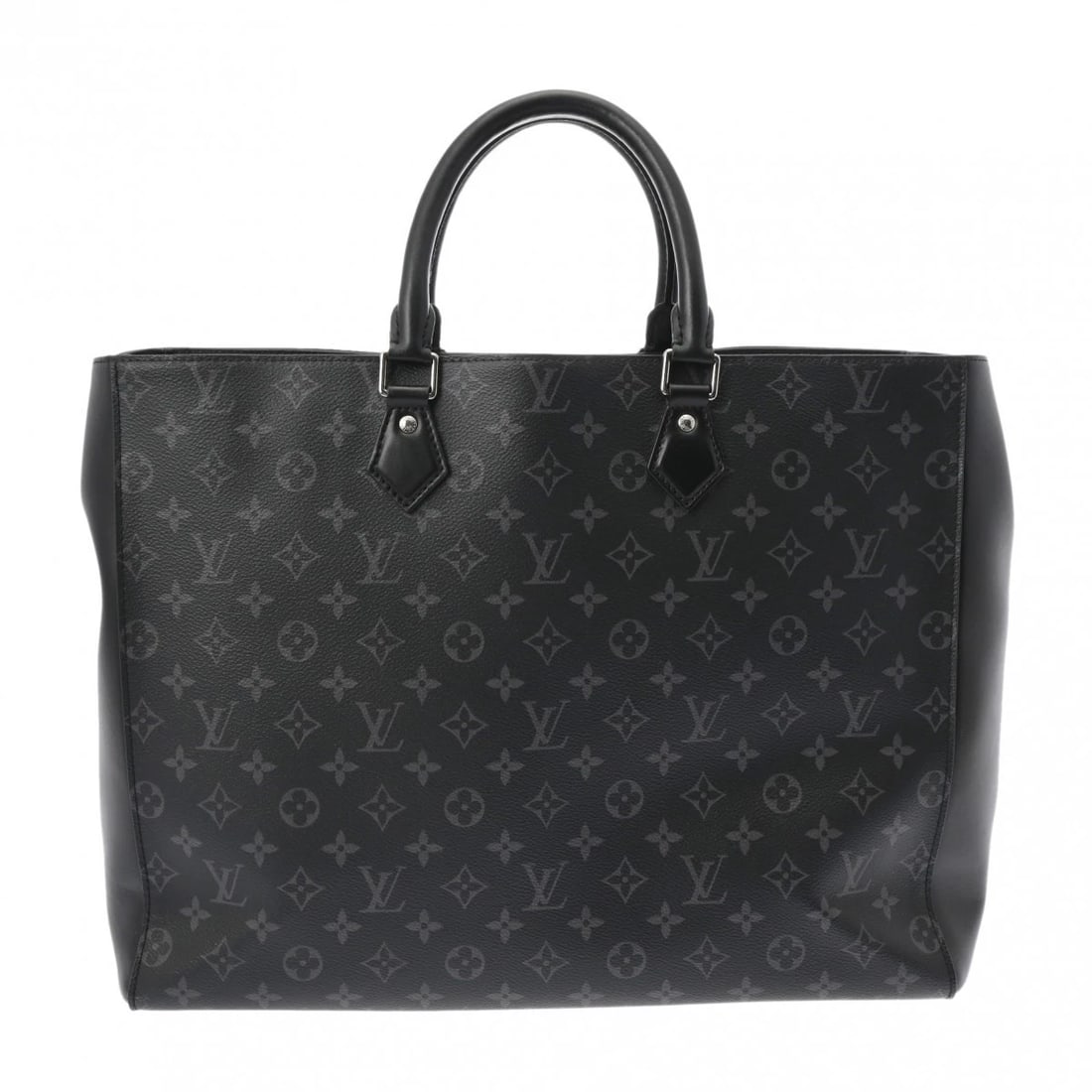 LOUIS VUITTON GRAND SAC MONOGRAM ECLIPSE MONOGRAM CANVAS: LOUIS VUITTON grand sac Monogram Eclipse Monogram canvas Brand: LOUIS VUITTON Type: Tote Bag Material: Monogram canvas Color: black Size: H:about 13.0inch W:about 16.5inch (Bottom) D:about 5.5inch