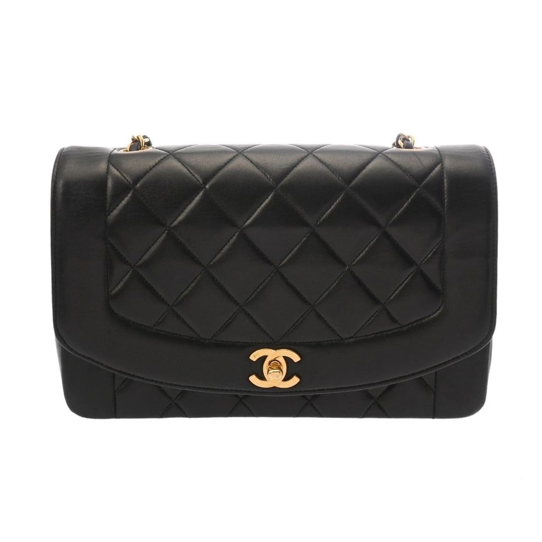 CHANEL CHAINSHOULDER 9.8" DIANA LAMBSKIN BLACK SHOULDER BAG: CHANEL ChainShoulder 9.8" Diana lambskin black Shoulder Bag Brand: CHANEL Type: Shoulder Bag Material: lambskin Color: black Size: H:about 6.3inch W:about 9.8inch D:about 2.8inch Accessories: None