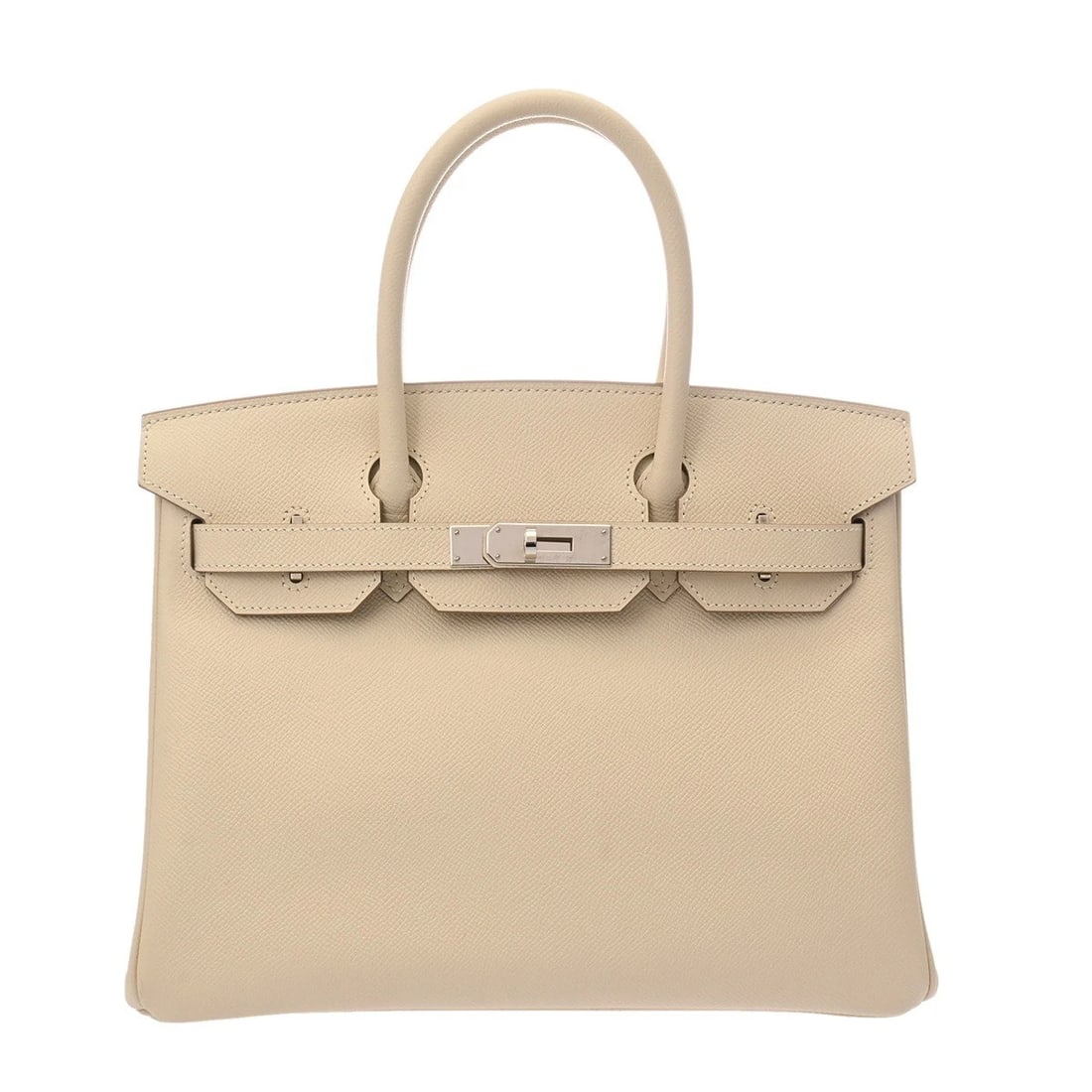 HERMES BIRKIN 30 VEAU EPSOM CRAIE HANDBAG: HERMES Birkin 30 Veau Epsom Craie Handbag Brand: HERMES Type: Handbag Material: Veau Epsom Color: Craie Size: H:about 9.4inch W:about 11.8inch (Bottom) D:about 5.9inch Accessories: None Ac