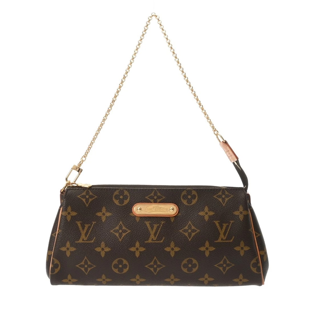 LOUIS VUITTON EVA MONOGRAM SHOULDER BAG: LOUIS VUITTON Eva Monogram Shoulder Bag Brand: LOUIS VUITTON Type: Shoulder Bag Material: Monogram canvas Color: Brown Size: H:about 5.1inch W:about 9.8inch (Bottom) D:about 1.6inch Accessories: N