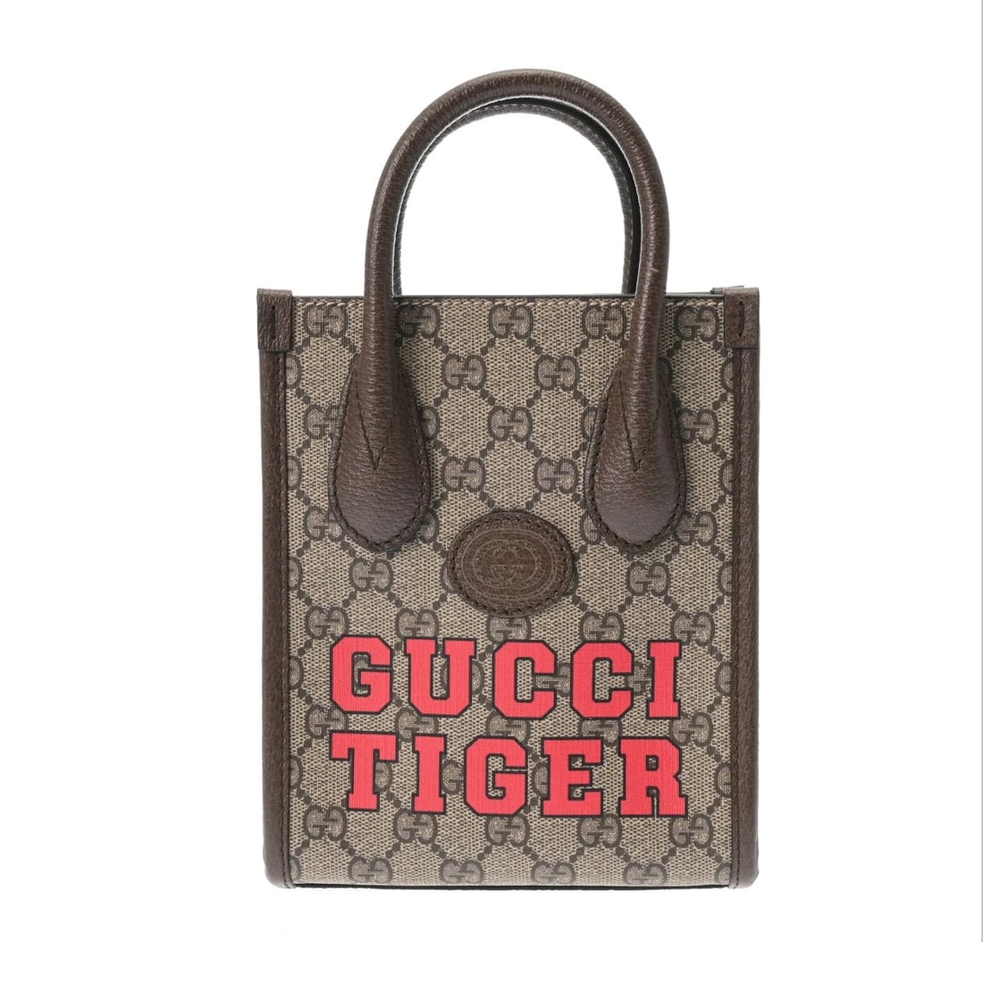 GUCCI MINI TOTE BAG INTERLOCKING HANDBAG: GUCCI Mini Tote Bag Interlocking Handbag Brand: GUCCI Type: Handbag Material: GG Supreme Canvas / Leather Color: Beige/Ebony/Brown Size: H:about 7.5inch W:about 6.3inch (Bottom) D:about 2.8inch Ac
