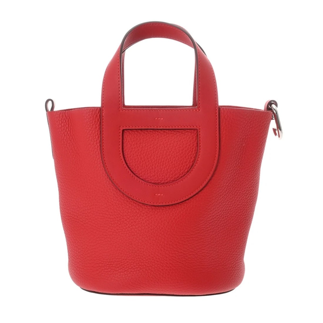 HERMES IN THE LOOP 18 TAURILLON CLEMENCE/VAUX SWIFT ROUGE KAZAK HANDBAG: HERMES in the loop 18 Taurillon Clemence/Vaux Swift Rouge Kazak Handbag Brand: HERMES Type: Handbag Material: Taurillon Clemence/Vaux Swift Color: Rouge Kazak Size: H:about 7.5inch W:about 6.9inch (Bo