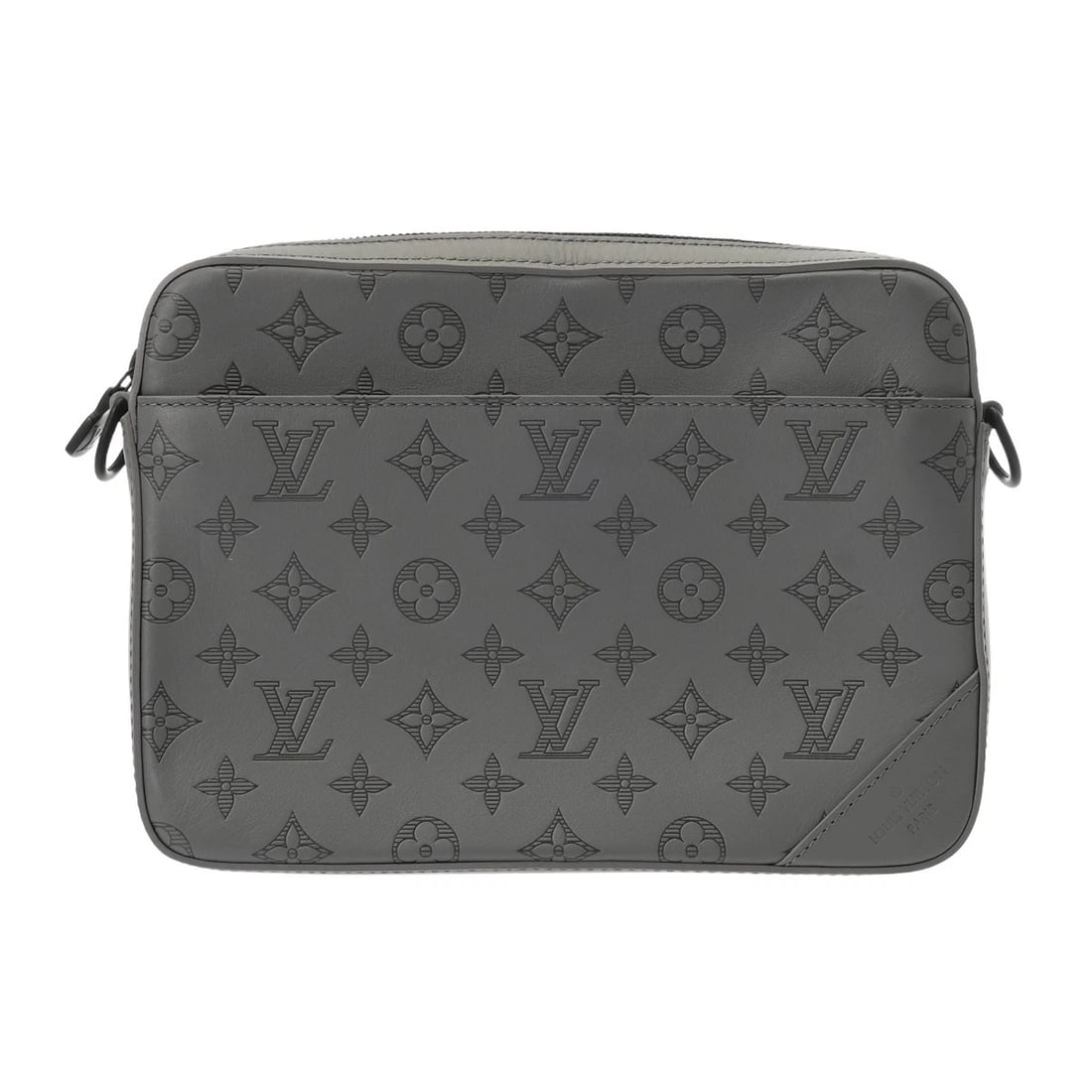 LOUIS VUITTON DUO MESSENGER MONOGRAM SHADOW LEATHER: LOUIS VUITTON Duo messenger Monogram shadow leather Brand: LOUIS VUITTON Type: Messenger bag Material: leather Color: Gris Size: H:about 7.3inch W:about 9.8inch D:about 1.8inch Accessories: None <