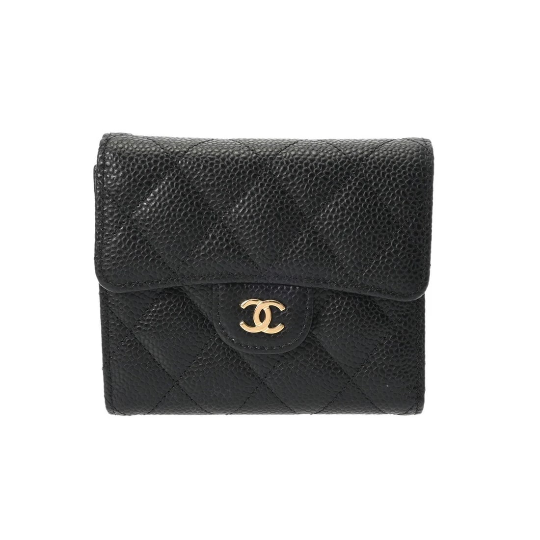 CHANEL CLASSIC SMALL FLAP WALLET MATRASSE BLACK TRI-FOLD WALLET (1 of 6)