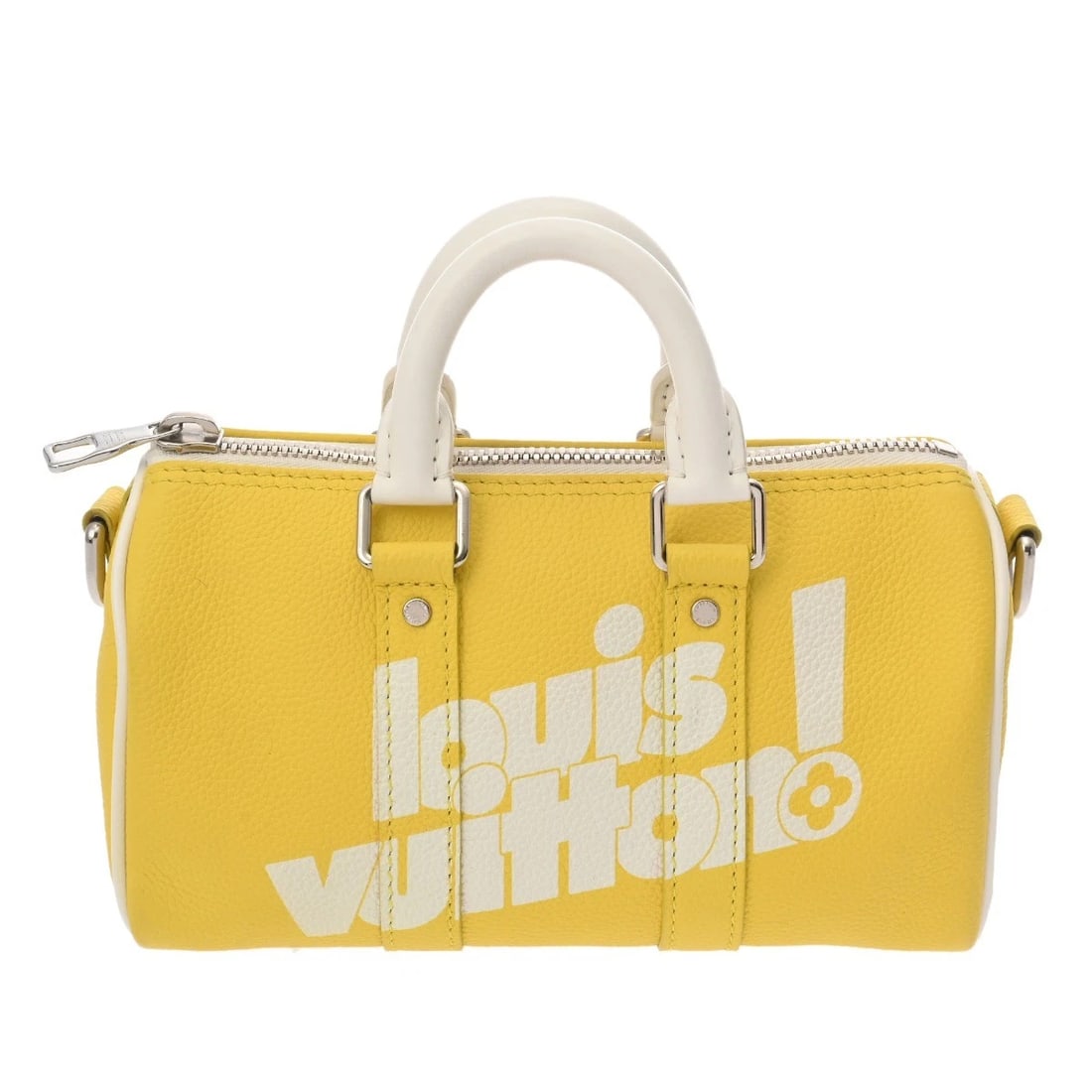 LOUIS VUITTON KEEPALL XS EVERYDAY LV LEATHER YELLOW HANDBAG: LOUIS VUITTON Keepall XS Everyday LV leather yellow Handbag Brand: LOUIS VUITTON Type: Handbag Material: leather Color: yellow Size: H:about 4.7inch W:about 8.5inch D:about 3.5inch Accessories: No