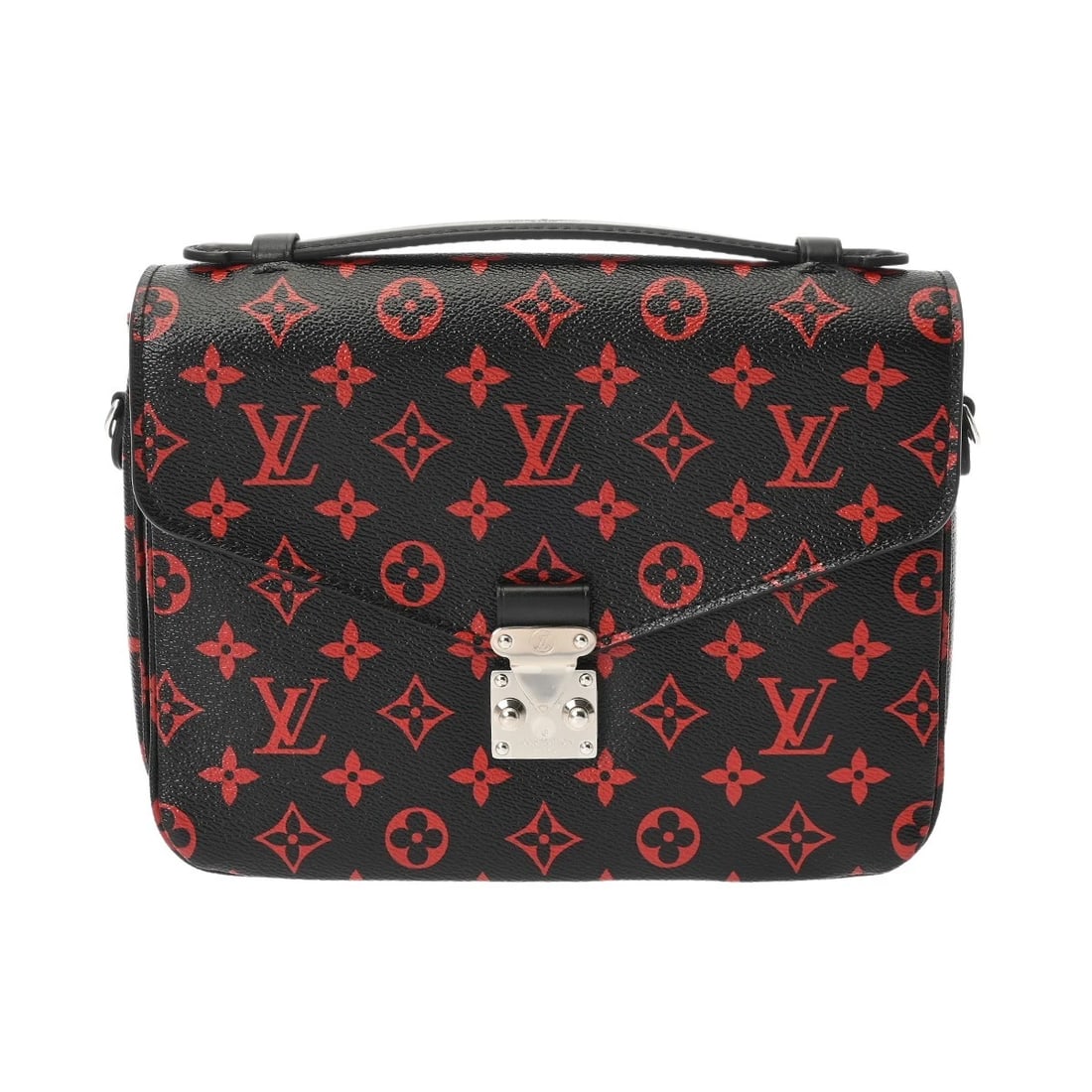 LOUIS VUITTON POCHETTE METIS MONOGRAM ANFRA ROUGE BLACK / RED: LOUIS VUITTON Pochette Metis Monogram Anfra Rouge Black / red Brand: LOUIS VUITTON Type: Shoulder Bag Material: Monogram Anfleur Rouge Canvas Color: Black / red Size: H:about 7.5inch W:about 9.4inch D