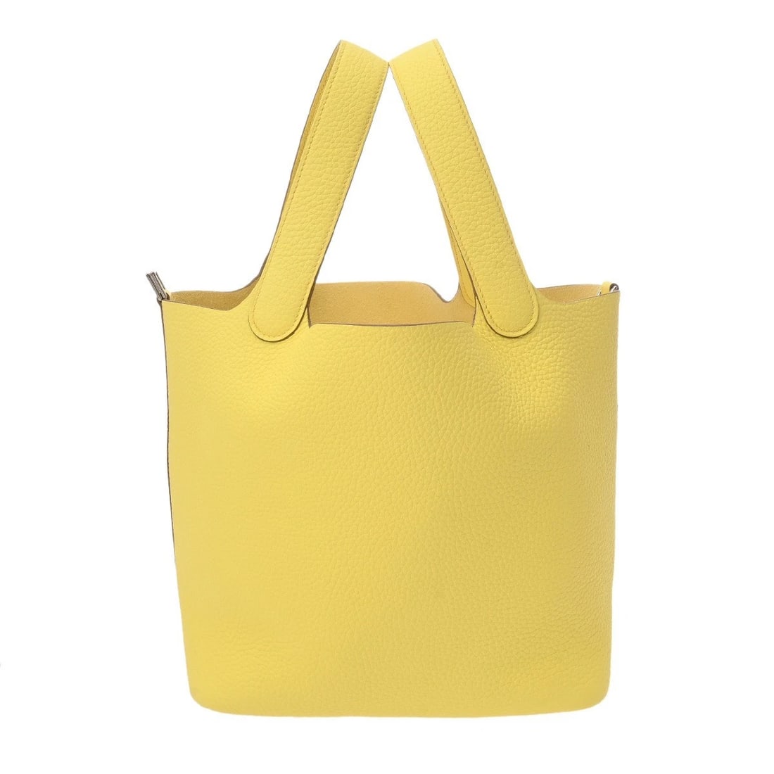 HERMES PICOTIN LOCK MM TAURILLON CLEMENCE LIMONCELLO HANDBAG: HERMES Picotin Lock MM Taurillon Clemence Limoncello Handbag Brand: HERMES Type: Handbag Material: Taurillon Clemence Color: Limoncello Size: H:about 8.7inch W:about 8.7inch (Bottom) D:about 6.7inch