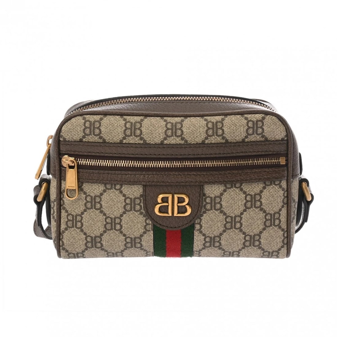 BALENCIAGA BALENCIAGA X GUCCI SHOULDER BAG: BALENCIAGA Balenciaga x Gucci Shoulder Bag Brand: BALENCIAGA Type: Shoulder Bag Material: canvas/leather Color: Beige/Ebony/Brown Size: H:about 4.7inch W:about 7.1inch D:about 2.0inch Accessories: