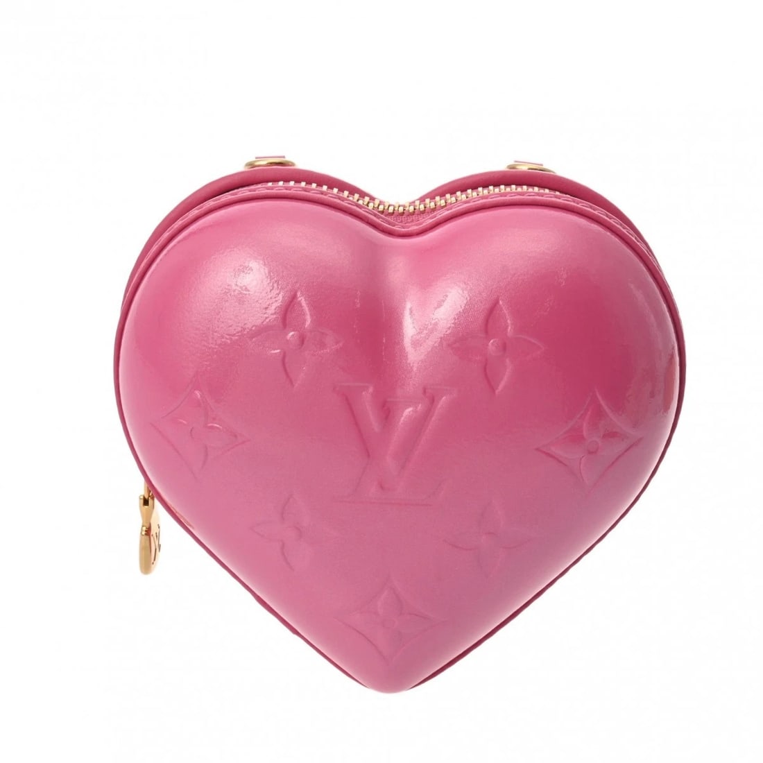 LOUIS VUITTON KEEP MY HEART LV REMIX CHAIN POUCH: LOUIS VUITTON Keep My Heart LV Remix Chain Pouch Brand: LOUIS VUITTON Type: Shoulder Bag Material: Vernis Color: Neon pink Size: H:about 4.5inch W:about 4.9inch D:about 2.4inch Accessories: None