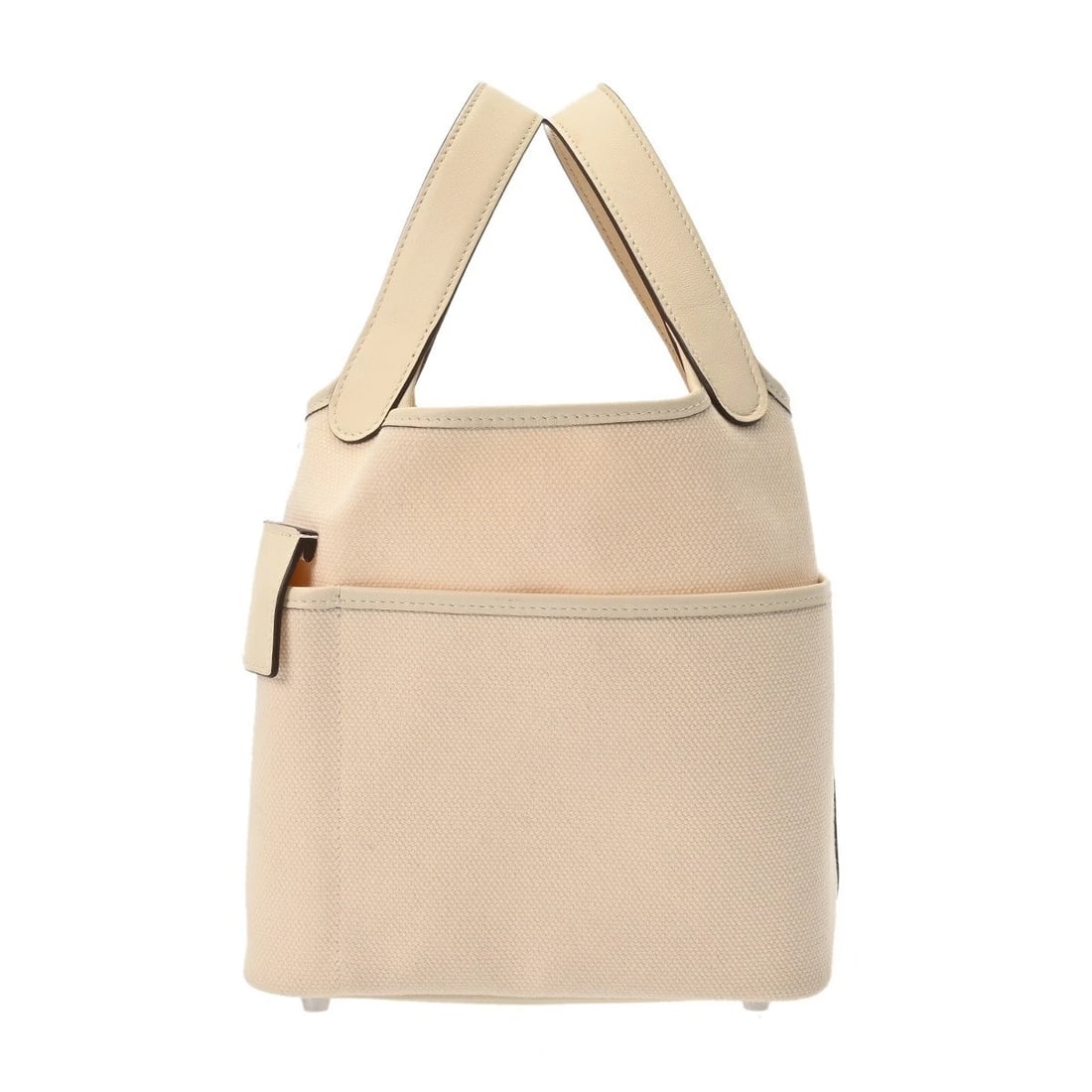 HERMES PICOTIN LOCK PM CARGO TOILE GOELAND/VAUX NATA HANDBAG: HERMES Picotin Lock PM Cargo Toile Goeland/Vaux Nata Handbag Brand: HERMES Type: Handbag Material: Toile Goeland/Vaux Swift Color: Nata Size: H:about 7.5inch W:about 7.1inch D:about 5.1inch Access