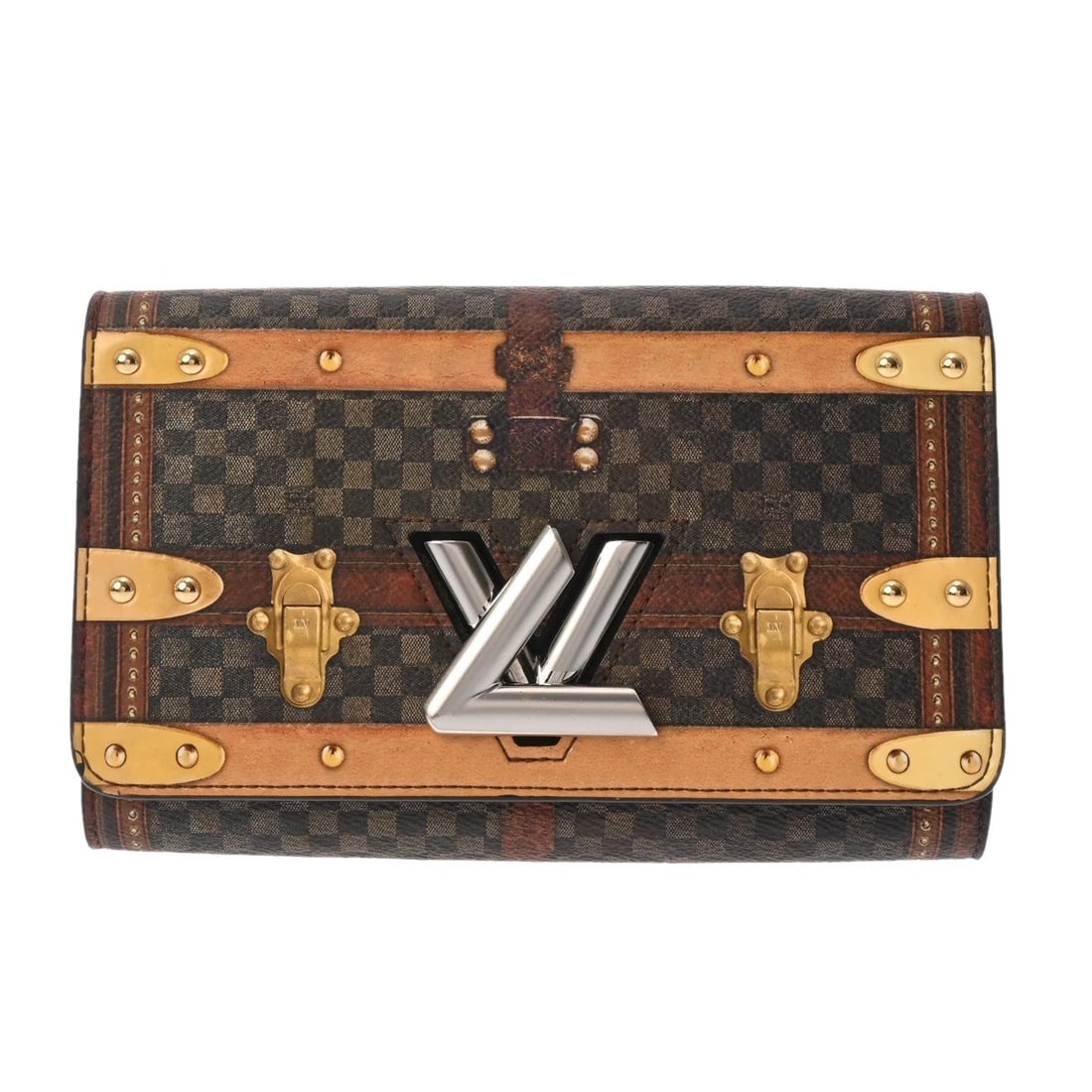 LOUIS VUITTON PORTEFEUILLE TWIST CHAIN TRANSFORM: LOUIS VUITTON Portefeuille Twist Chain Transform Brand: LOUIS VUITTON Type: Purse Material: none Color: Brown Size: H:about 4.7inch W:about 7.5inch Accessories: None Accessories Notice: Wh