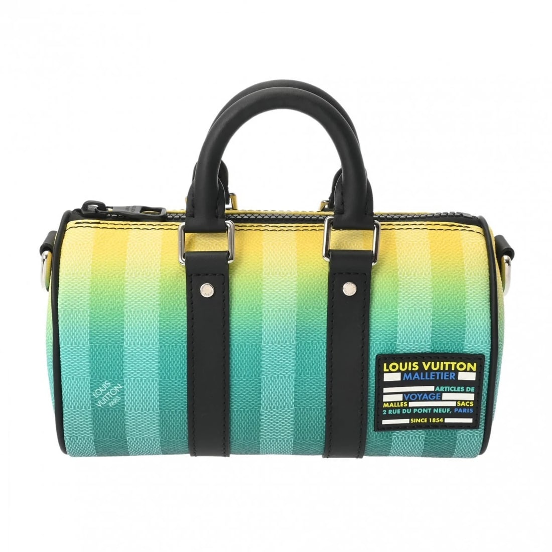 LOUIS VUITTON KEEPALL XS DAMIER STRIPE VERT HANDBAG: LOUIS VUITTON Keepall XS damier stripe Vert Handbag Brand: LOUIS VUITTON Type: Handbag Material: damier striped canvas Color: Vert Size: H:about 4.7inch W:about 8.3inch D:about 3.5inch Accessories