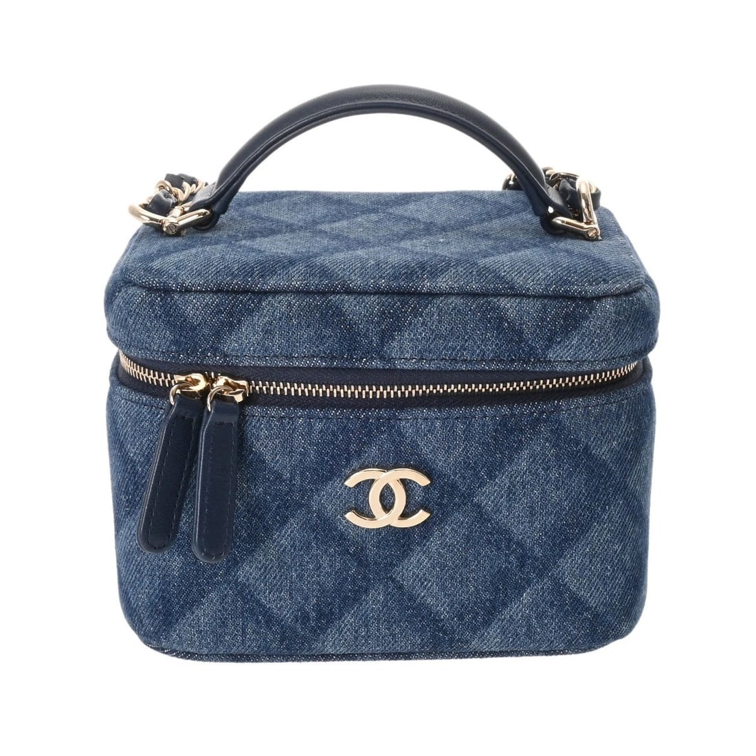 CHANEL SMALL VANITY CASE MATRASSE DENIM BLUE VANITY BAG (1 of 6)