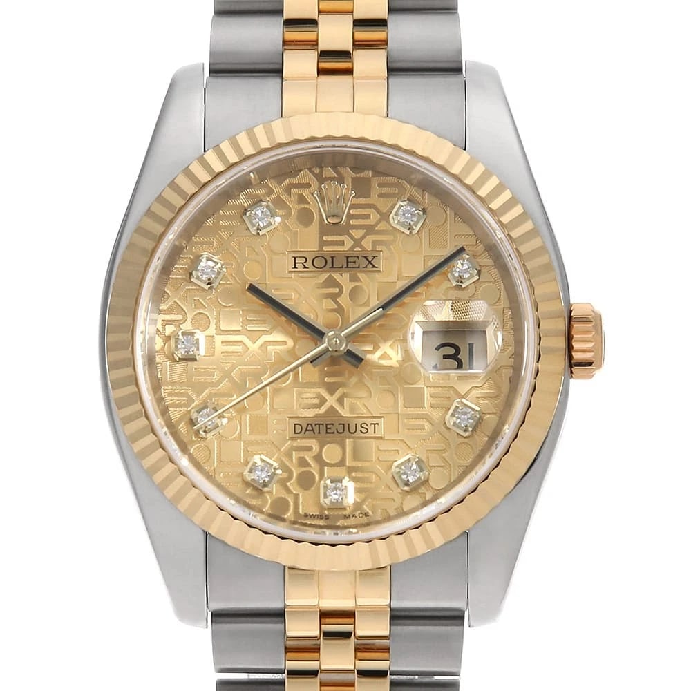 ROLEX DATEJUST DIAMOND CHAMPAGNE CARVING COMPUTER WATCH: ROLEX Datejust Diamond Champagne Carving computer Watch Brand: ROLEX Type: Wrist watch Material: Band Material Stainless Steel/Yellow Gold, Case Material Stainless Steel/Yellow Gold Color: Dial