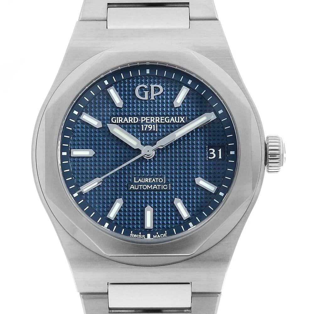 GIRARD-PERREGAUX LAUREATO WATCH: Girard-Perregaux Laureato Watch Brand: Girard-Perregaux Type: Wrist watch Material: Band Material Stainless Steel, Case Material Stainless Steel Color: Dial Colour Blue Size: Case:W42mm Circumference 