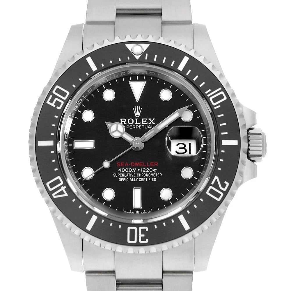 ROLEX SEA-DWELLER BLACK WATCH: ROLEX SEA-DWELLER black Watch Brand: ROLEX Type: Wrist watch Material: Band Material Stainless Steel, Case Material Stainless Steel Color: Dial Colour Black Size: Case:W43mm Circumference of Wrist:19c
