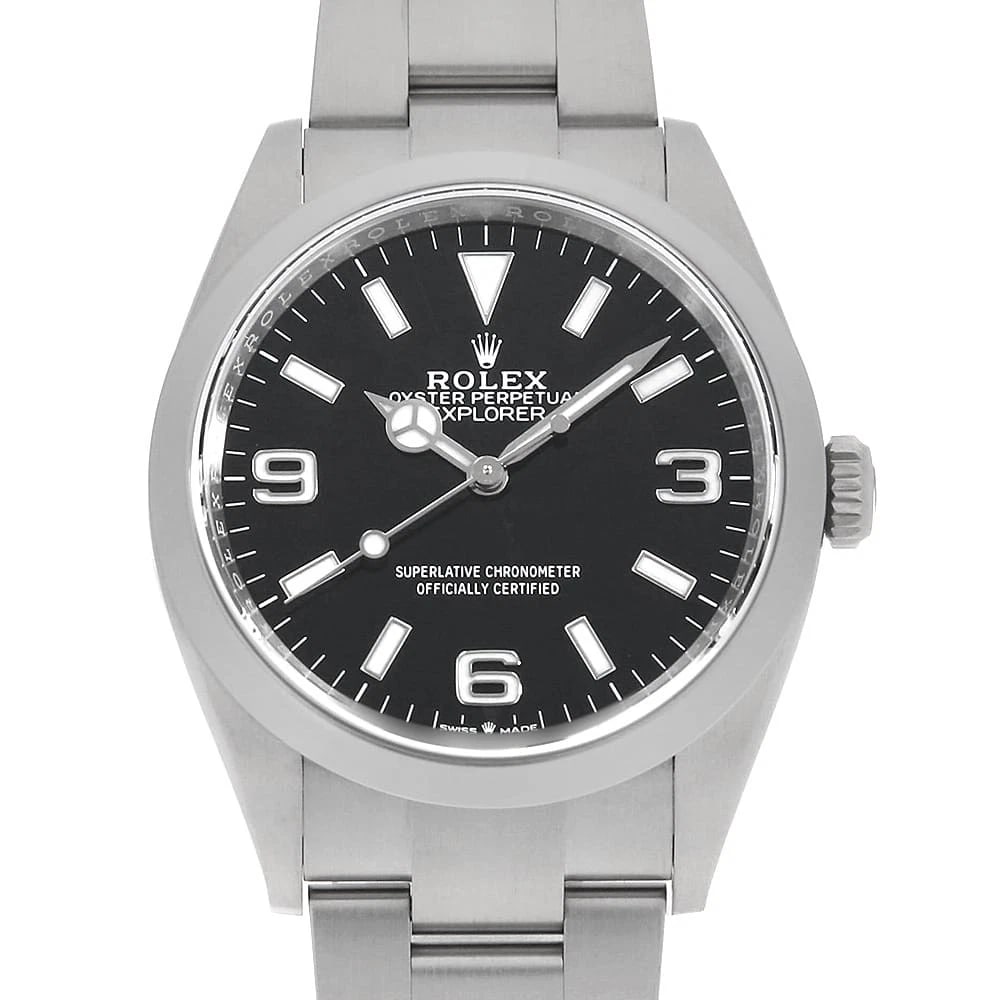 ROLEX EXPLORER BLACK WATCH: ROLEX Explorer black Watch Brand: ROLEX Type: Wrist watch Material: Band Material Stainless Steel, Case Material Stainless Steel Color: Dial Colour Black Size: Case:W36mm Circumference of Wrist:19cm