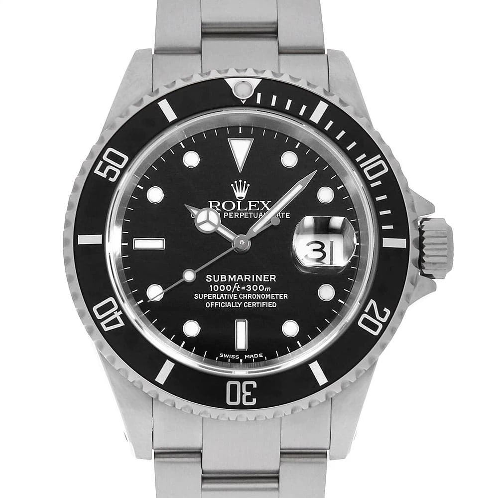 ROLEX SUBMARINER DATE BLACK WATCH: ROLEX SUBMARINER Date black Watch Brand: ROLEX Type: Wrist watch Material: Band Material Stainless Steel, Case Material Stainless Steel Color: Dial Colour Black Size: Case:W40mm Circumference of