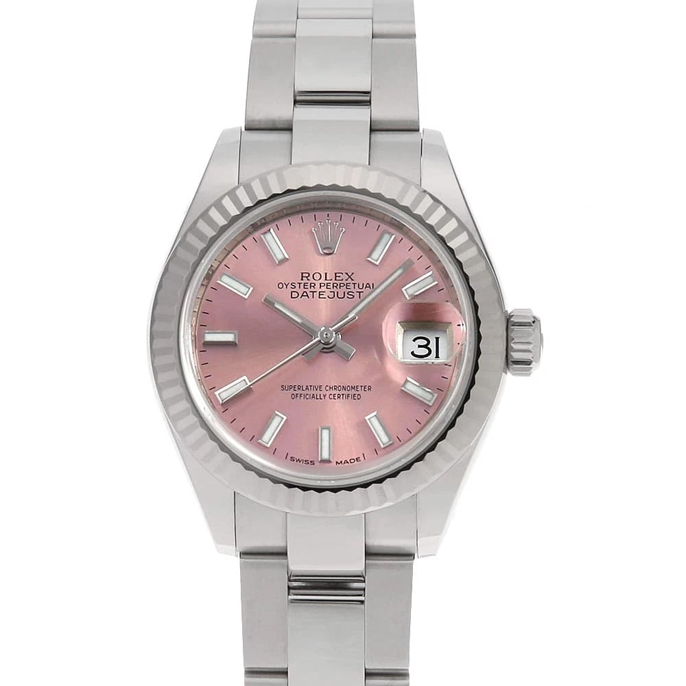 ROLEX DATEJUST PINK ROWS OYSTER WATCH: ROLEX Datejust pink rows oyster Watch Brand: ROLEX Type: Wrist watch Material: Band Material Stainless Steel, Case Material Stainless Steel/White gold Color: Dial Colour Pink Size: Case:W28mm Circumfe