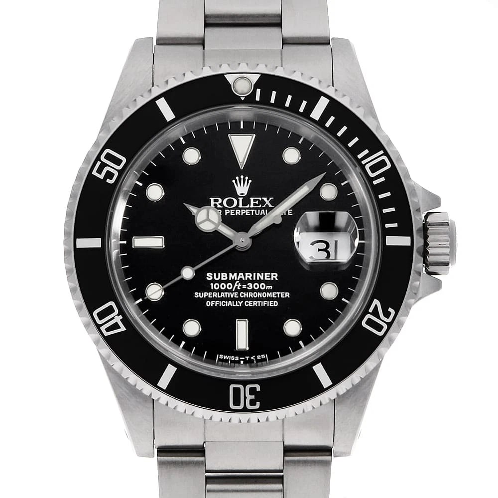 ROLEX SUBMARINER DATE BLACK ALL TRITIUM WATCH: ROLEX SUBMARINER Date black all tritium Watch Brand: ROLEX Type: Wrist watch Material: Band Material Stainless Steel, Case Material Stainless Steel Color: Dial Colour Black Size: Case:W40mm Circumfere