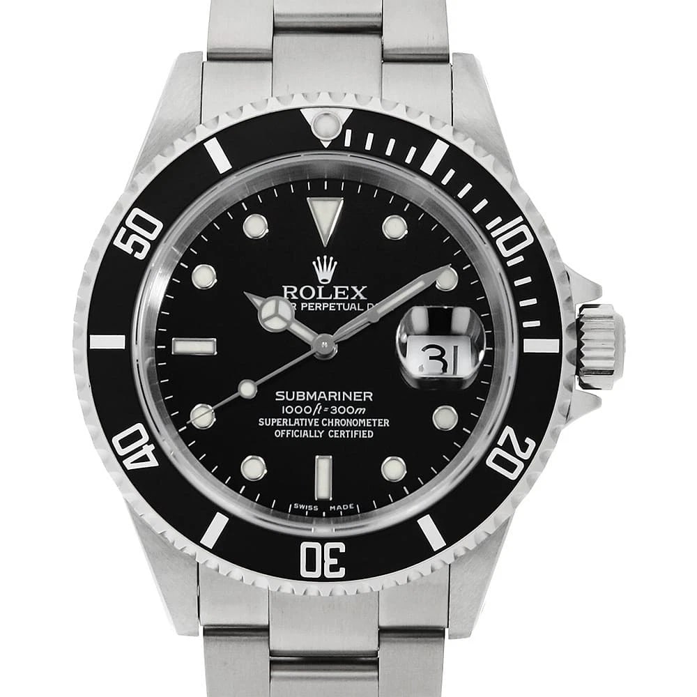 ROLEX SUBMARINER DATE BLACK WATCH: ROLEX SUBMARINER Date black Watch Brand: ROLEX Type: Wrist watch Material: Band Material Stainless Steel, Case Material Stainless Steel Color: Dial Colour Black Size: Case:W40mm Circumference of Wrist