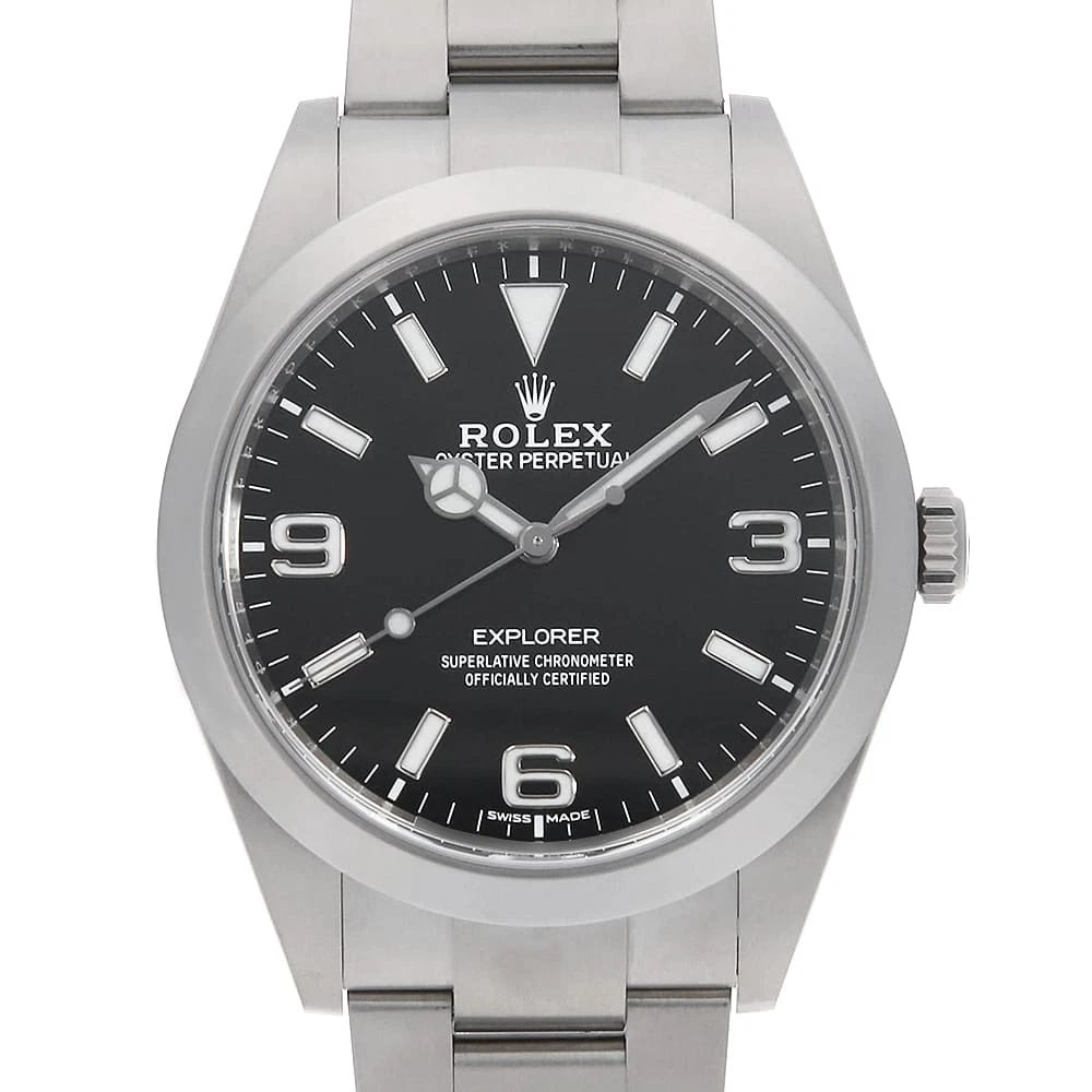 ROLEX EXPLORER LATE MODEL WHITE BLACK WATCH: ROLEX Explorer Late Model White black Watch Brand: ROLEX Type: Wrist watch Material: Band Material Stainless Steel, Case Material Stainless Steel Color: Dial Colour Black Size: Case:W39mm Circumferenc