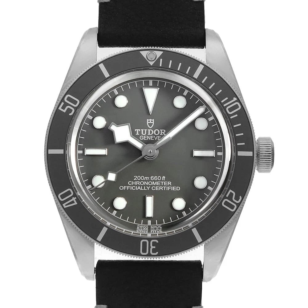TUDOR BLACK WATCH: TUDOR Black Watch Brand: TUDOR Type: Wrist watch Material: Band Material Calfskin, Case Material Silver Color: Dial Colour Gray Size: Case:W39mm Accessories: None Accessories Notice: When