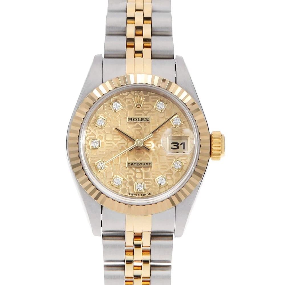 ROLEX DATEJUST DIAMOND CHAMPAGNE CARVING COMPUTER WATCH: ROLEX Datejust Diamond Champagne Carving computer Watch Brand: ROLEX Type: Wrist watch Material: Band Material Stainless Steel/Yellow Gold, Case Material Stainless Steel/Yellow Gold Color: Dial Colour