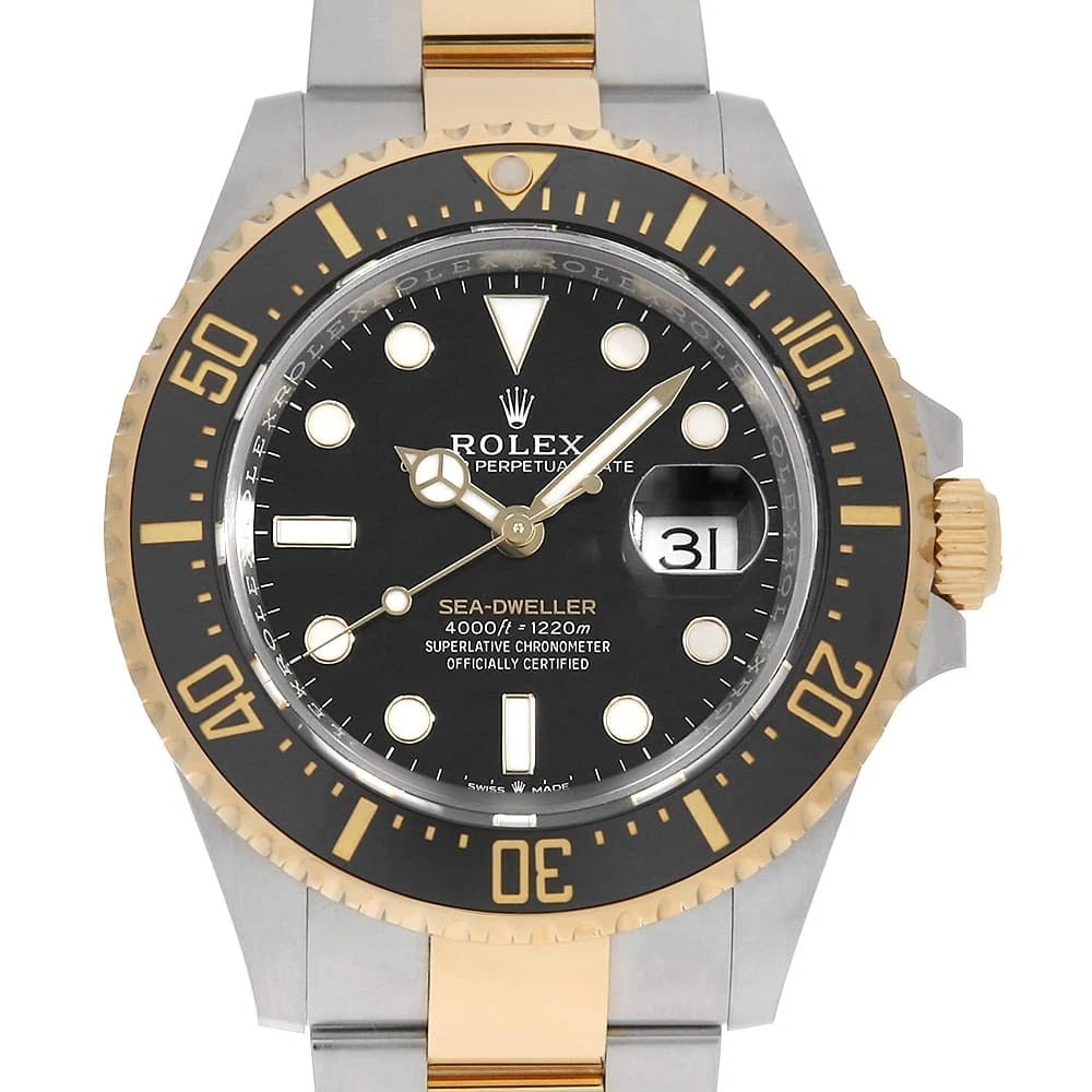 ROLEX SEA-DWELLER BLACK WATCH: ROLEX SEA-DWELLER black Watch Brand: ROLEX Type: Wrist watch Material: Band Material Stainless Steel/Yellow Gold, Case Material Stainless Steel/Yellow Gold Color: Dial Colour Black Size: Case:W43mm
