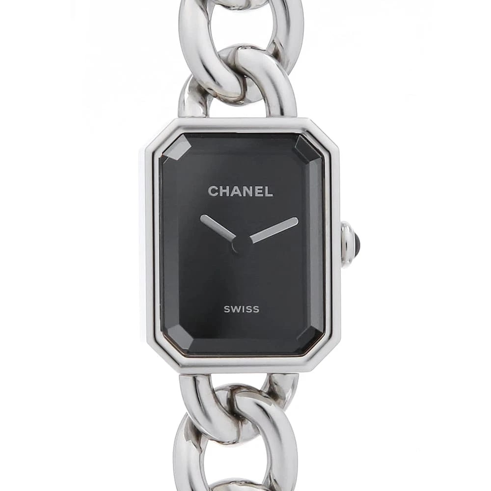 CHANEL PREMIER METAL CHAIN WATCH: CHANEL Premier Metal Chain Watch Brand: CHANEL Type: Wrist watch Material: Band Material Stainless Steel, Case Material Stainless Steel Color: Dial Colour Black Size: Case:W19.7mm x H15.2mm Circumfere