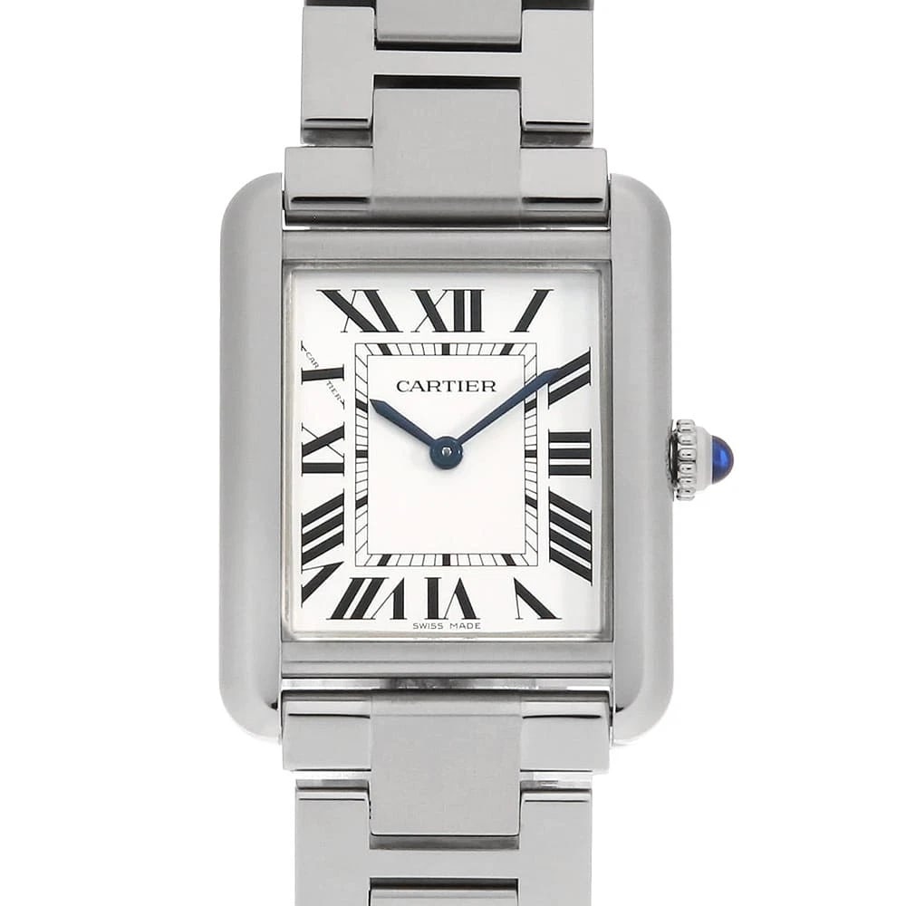 CARTIER TANK SOLO WATCH: Cartier Tank solo Watch Brand: Cartier Type: Wrist watch Material: Band Material Stainless Steel, Case Material Stainless Steel Color: Dial Colour Silver Size: Case:W31mm x H24.4mm Circumference of Wr