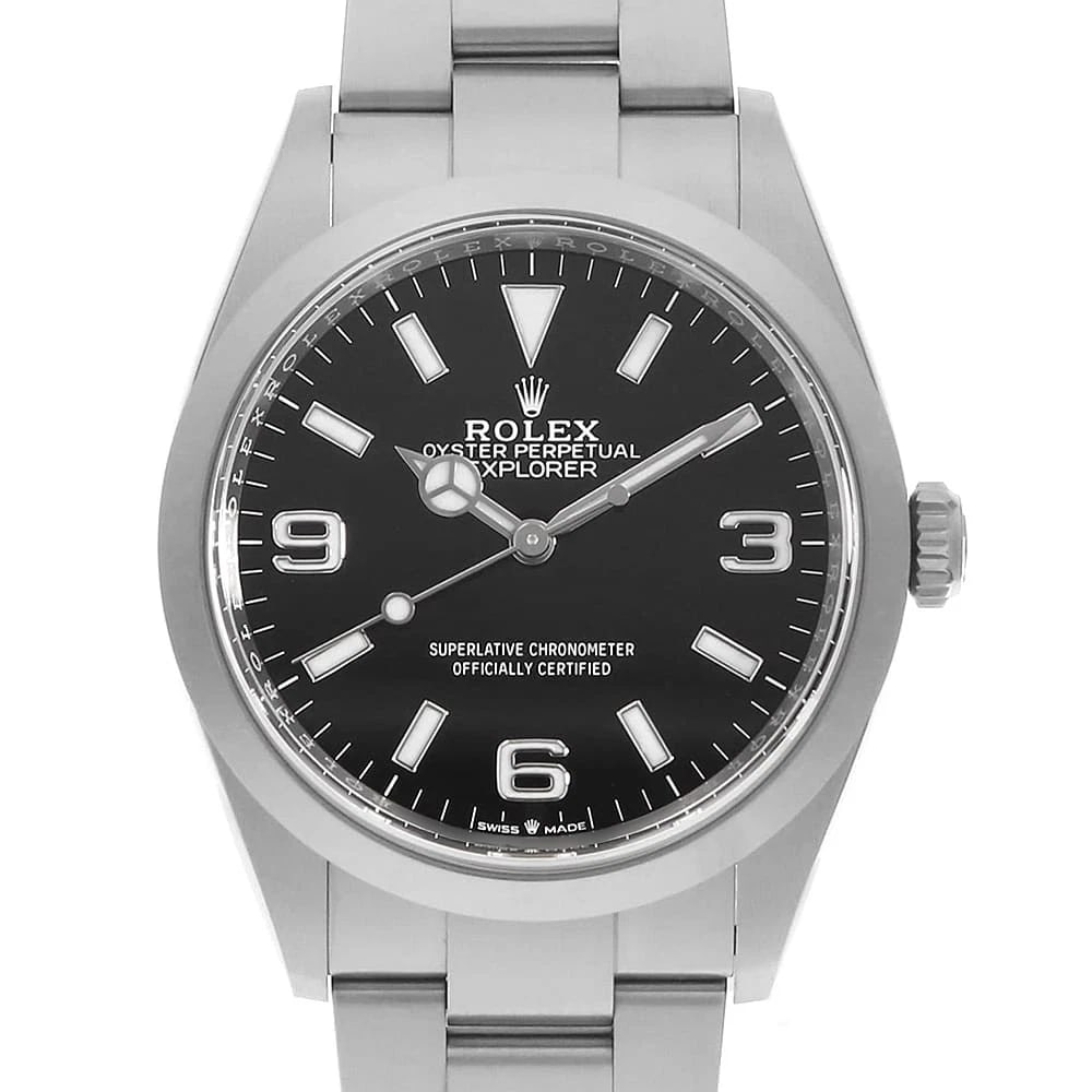 ROLEX EXPLORER BLACK WATCH: ROLEX Explorer black Watch Brand: ROLEX Type: Wrist watch Material: Band Material Stainless Steel, Case Material Stainless Steel Color: Dial Colour Black Size: Case:W36mm Circumference of