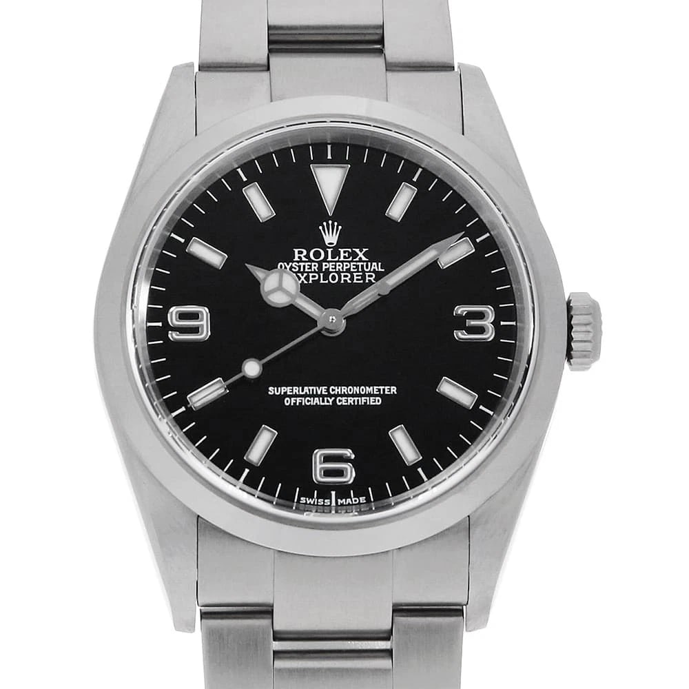 ROLEX EXPLORER BLACK WATCH: ROLEX Explorer black Watch Brand: ROLEX Type: Wrist watch Material: Band Material Stainless Steel, Case Material Stainless Steel Color: Dial Colour Black Size: Case:W36mm Circumference of Wrist:19cm