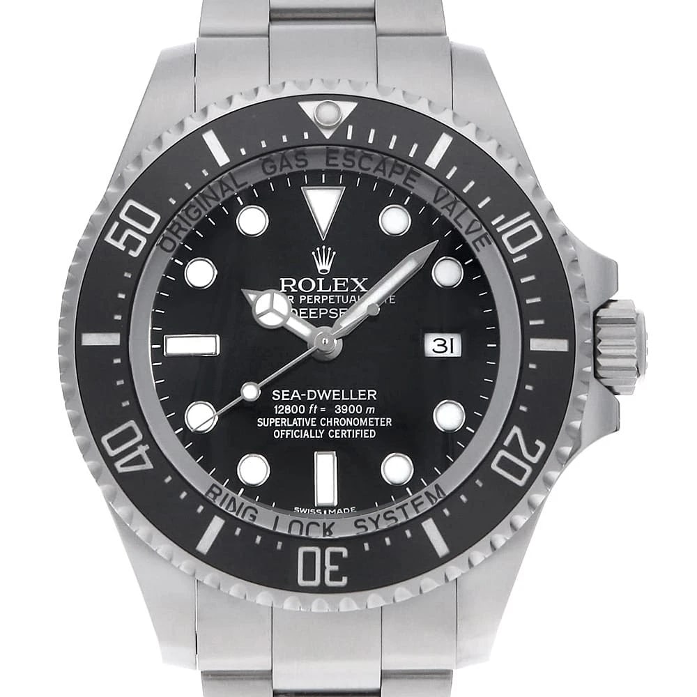 ROLEX DEEP SEA BLACK WATCH: ROLEX Deep sea black Watch Brand: ROLEX Type: Wrist watch Material: Band Material Stainless Steel, Case Material Stainless Steel Color: Dial Colour Black Size: Case:W44mm Circumference of Wrist:19cm