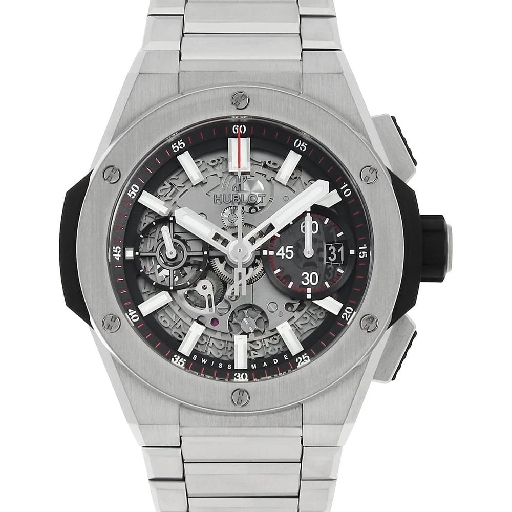HUBLOT BIG BANG INTEGRAL TITANIUM WATCH: HUBLOT Big Bang Integral Titanium Watch Brand: HUBLOT Type: Wrist watch Material: Band Material Titanium, Case Material Titanium Color: Dial Colour Skeleton Size: Case:W42mm Circumference of Wrist:19.
